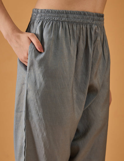 dhartii  Blue Ocean Mist Embroidered Silk Blend Kurta Set