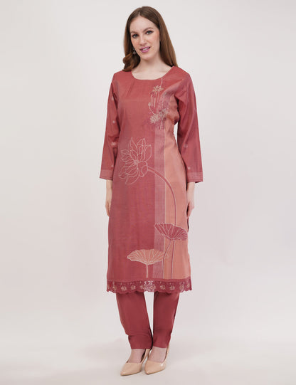 Maroon Abstract Printed Suit Set - Set Of 3