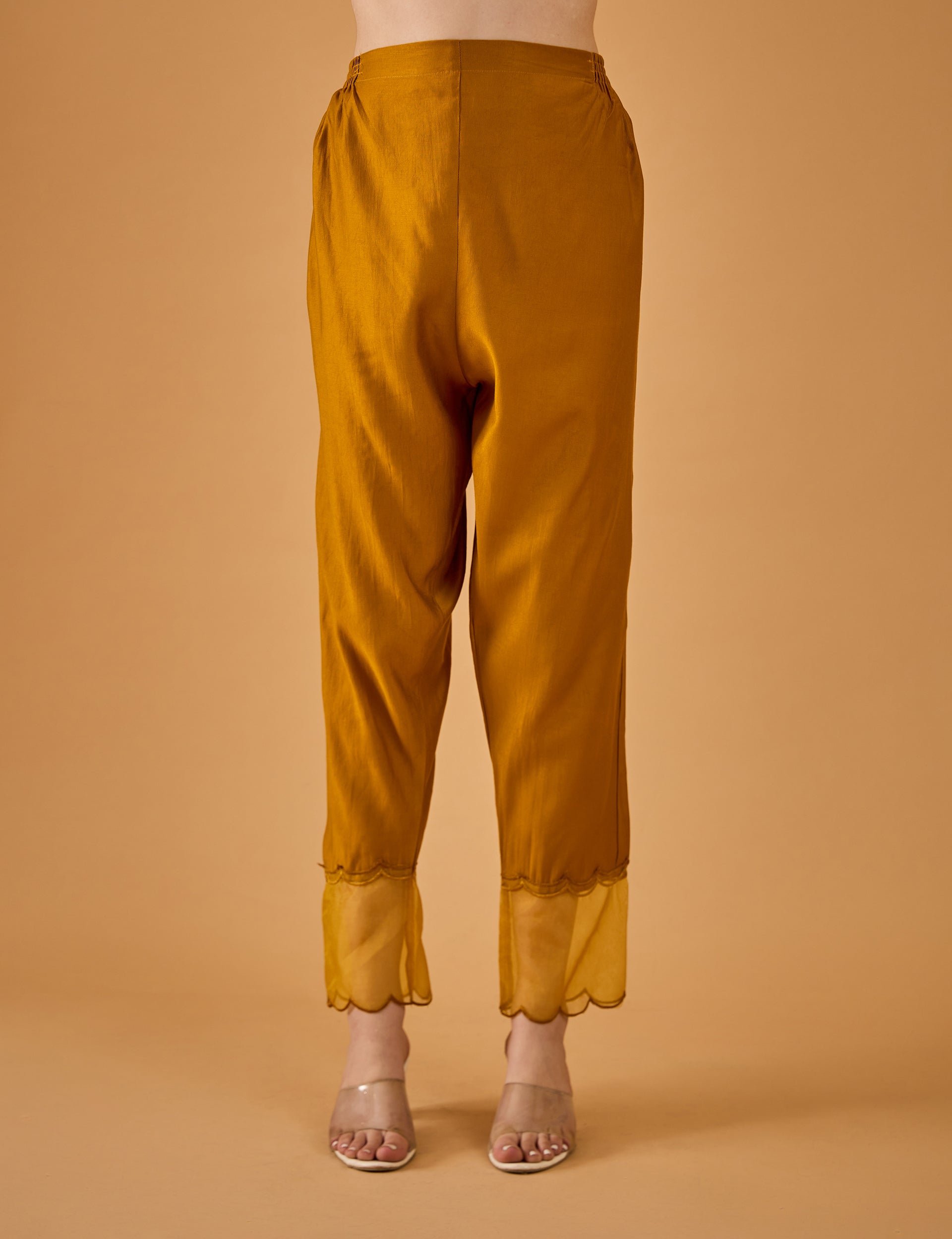 dhartii  Golden Mustard Embroidered Suit Set