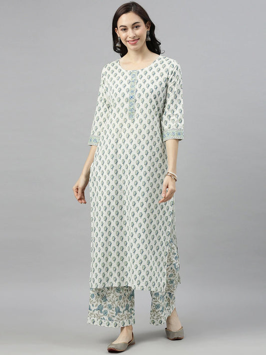 Off White Rayon Blend Gotta Patti Kurta Set