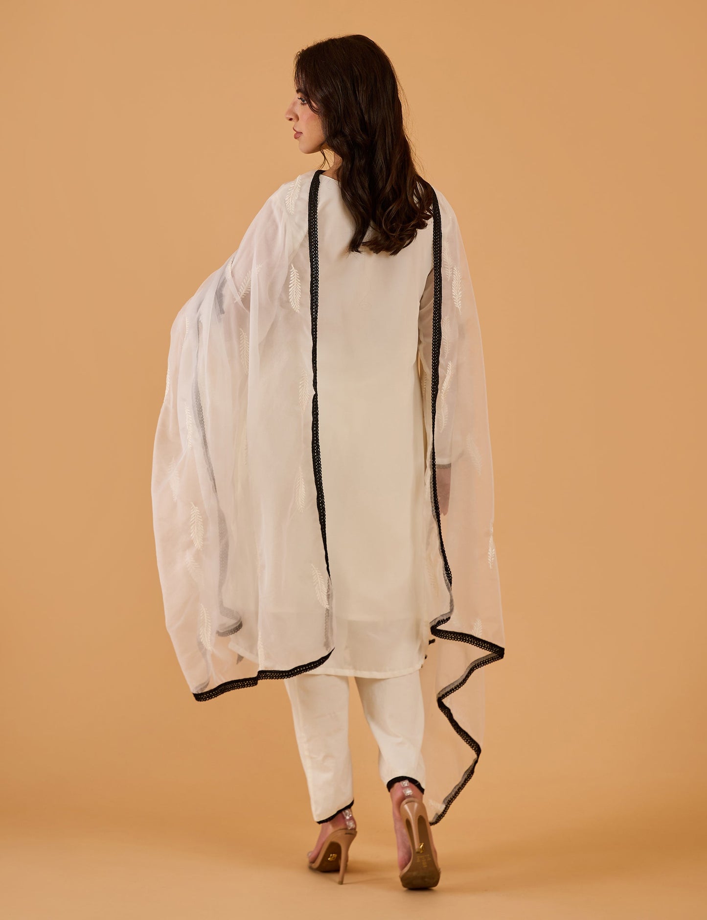 dhartii  Off-White Embroidered Organza Suit Set