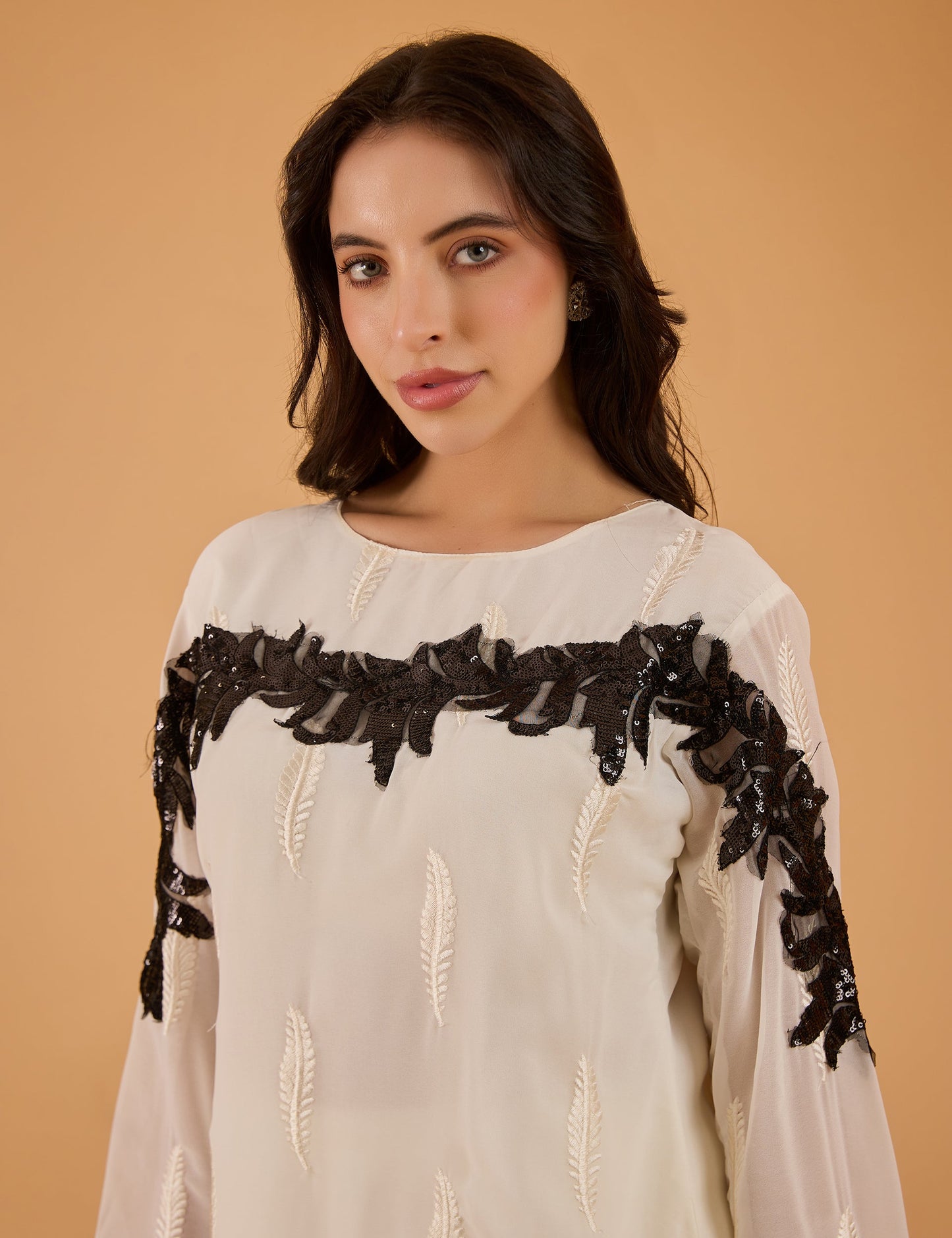 dhartii  Off-White Embroidered Organza Suit Set