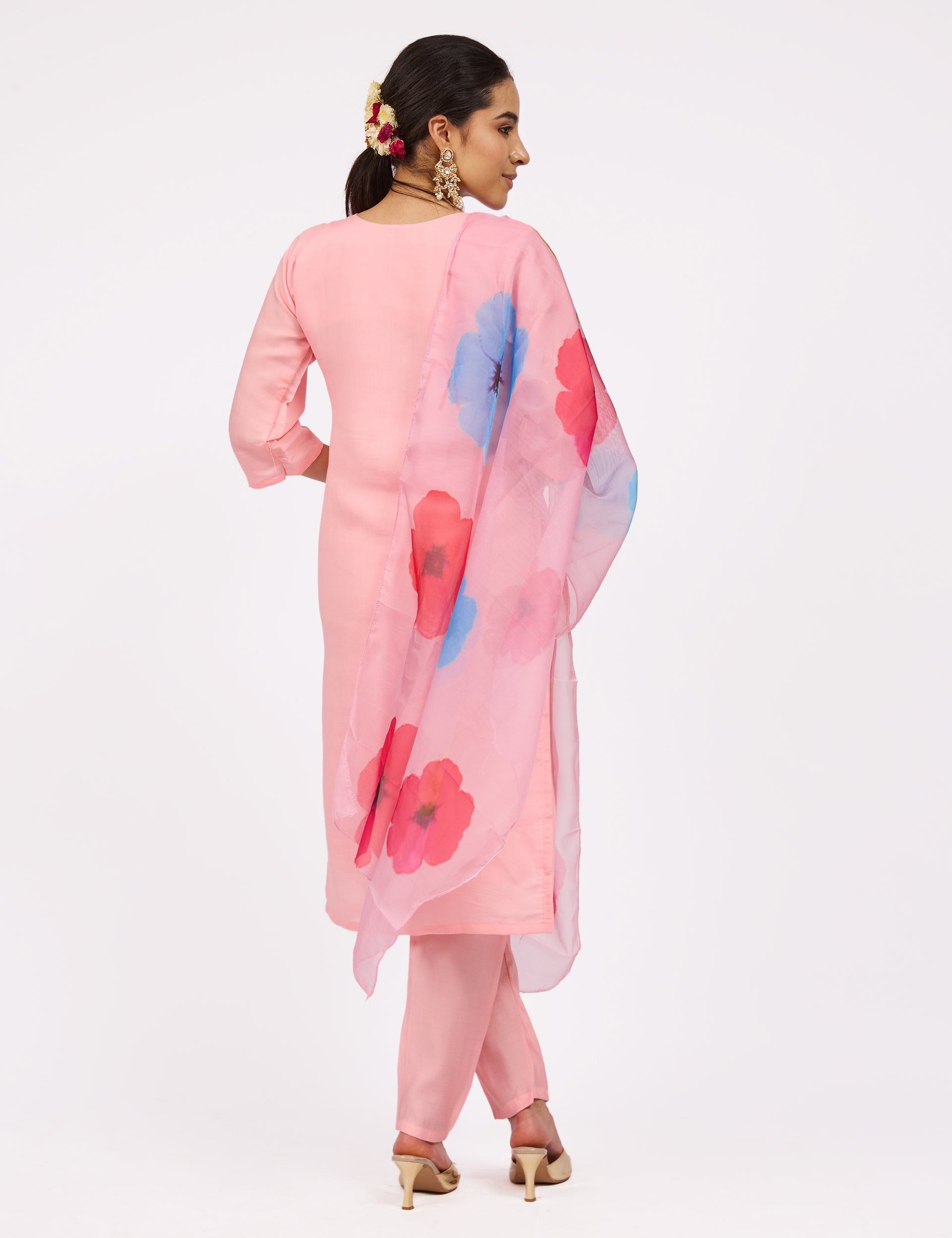 dhartii  Soft Pink Embroidered Kurta Set