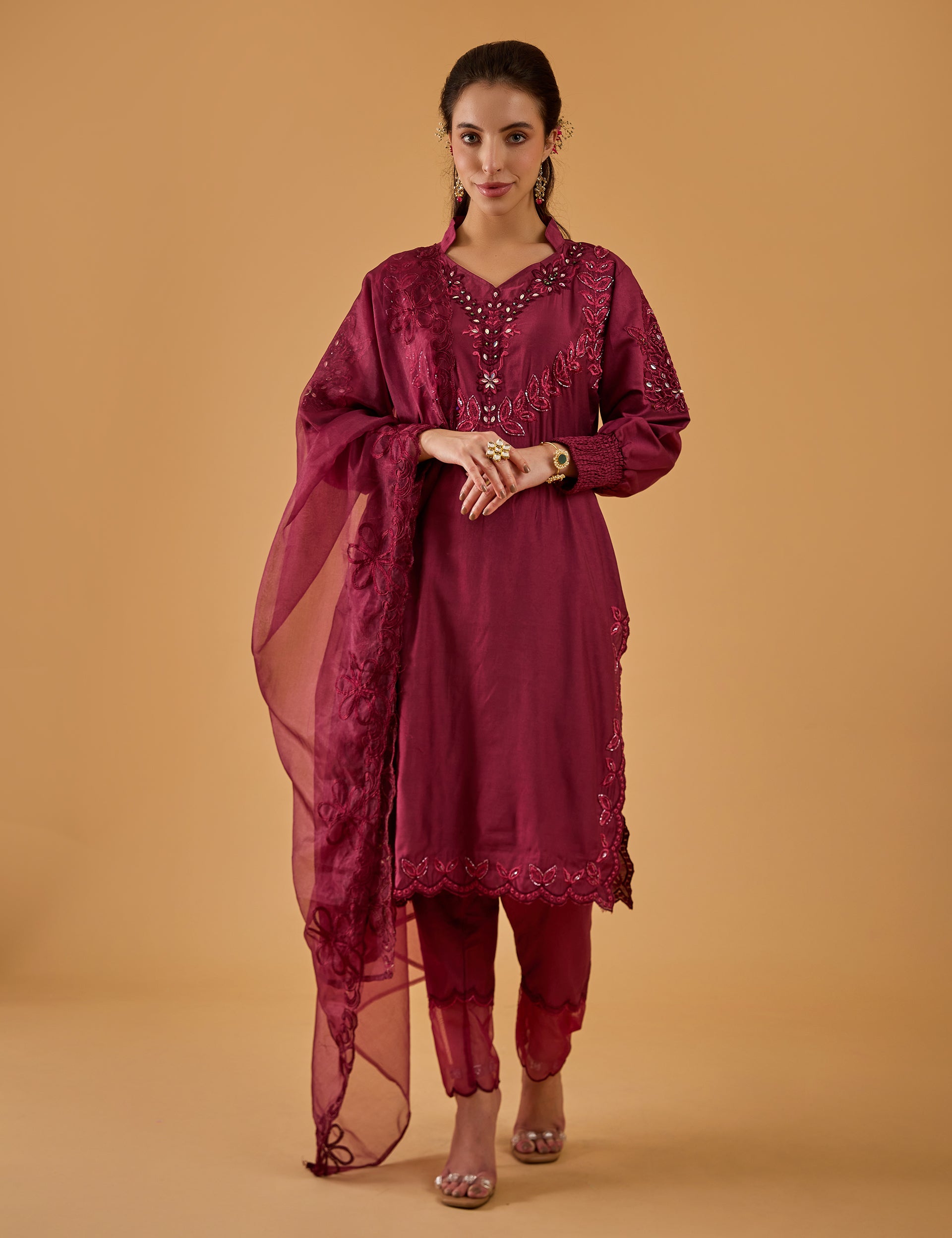 dhartii  Regal Purple Embroidered Suit Set