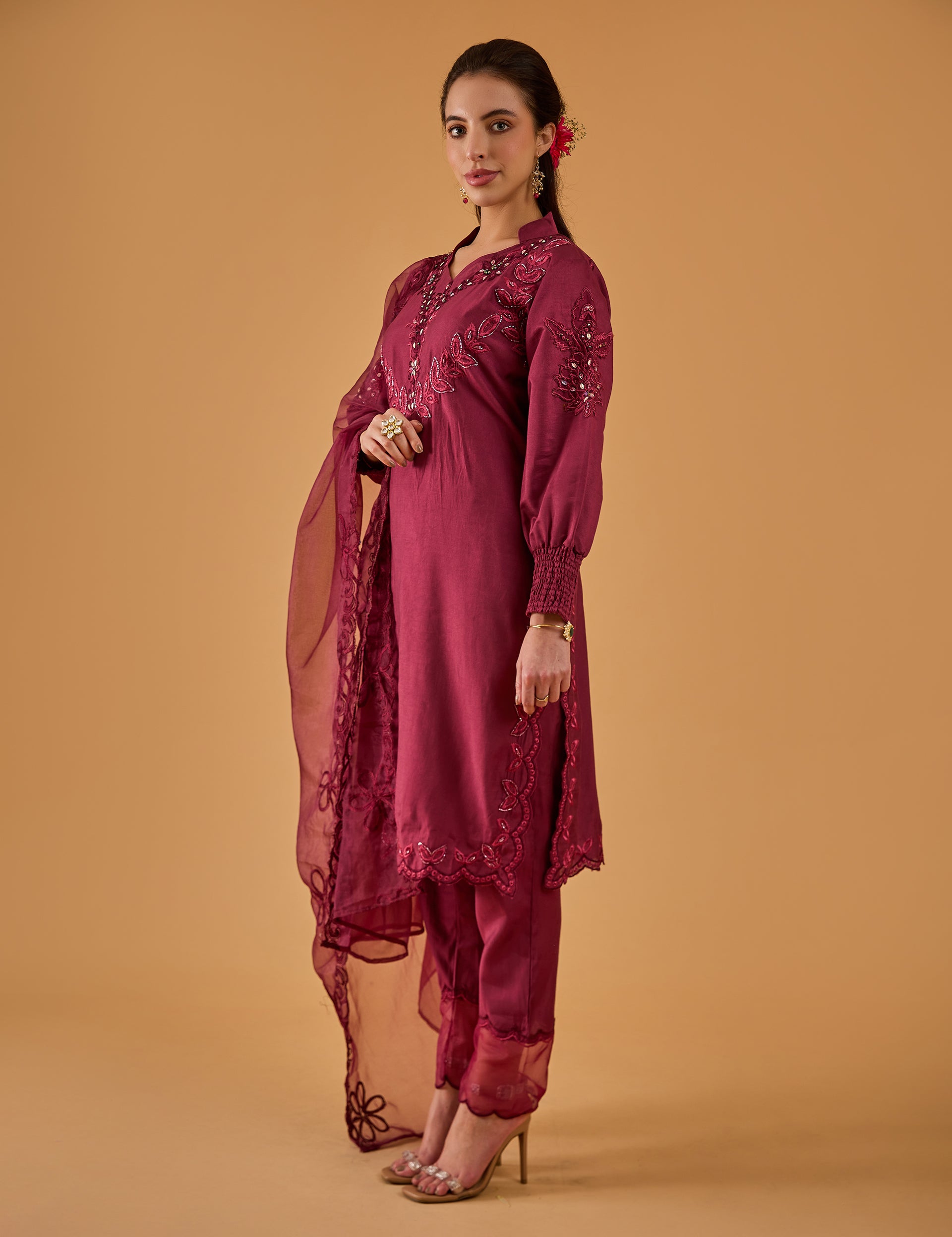 dhartii  Regal Purple Embroidered Suit Set