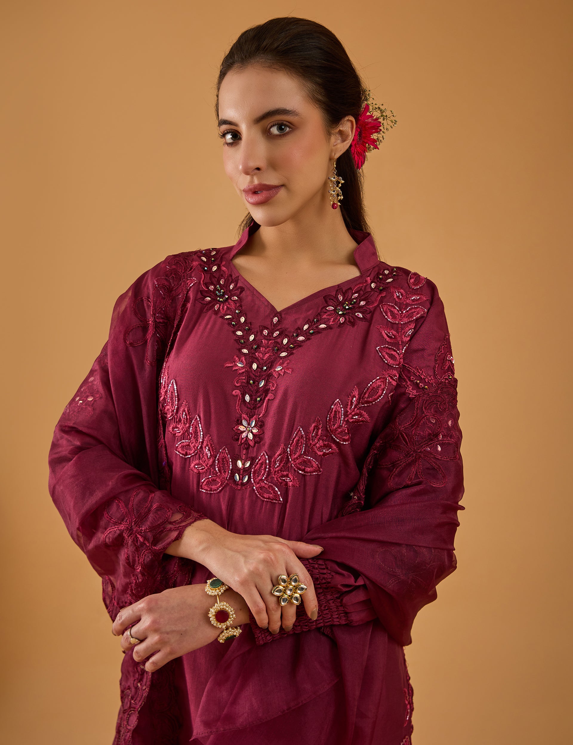dhartii  Regal Purple Embroidered Suit Set