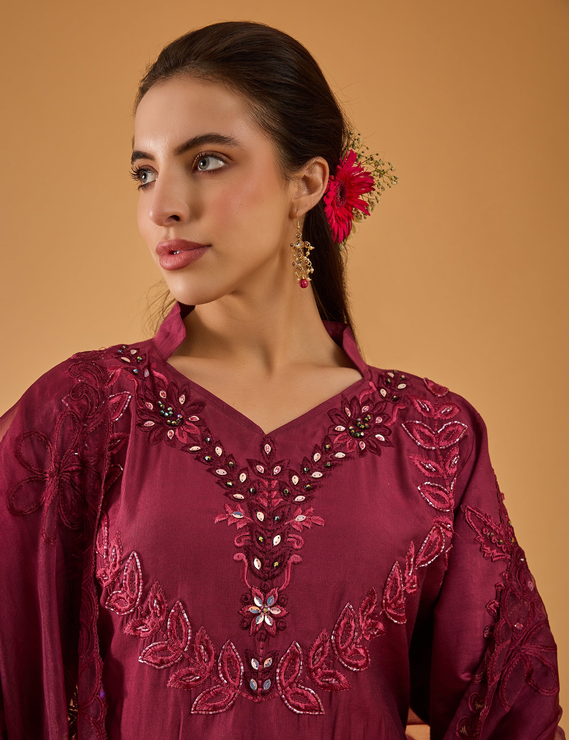 dhartii  Regal Purple Embroidered Suit Set
