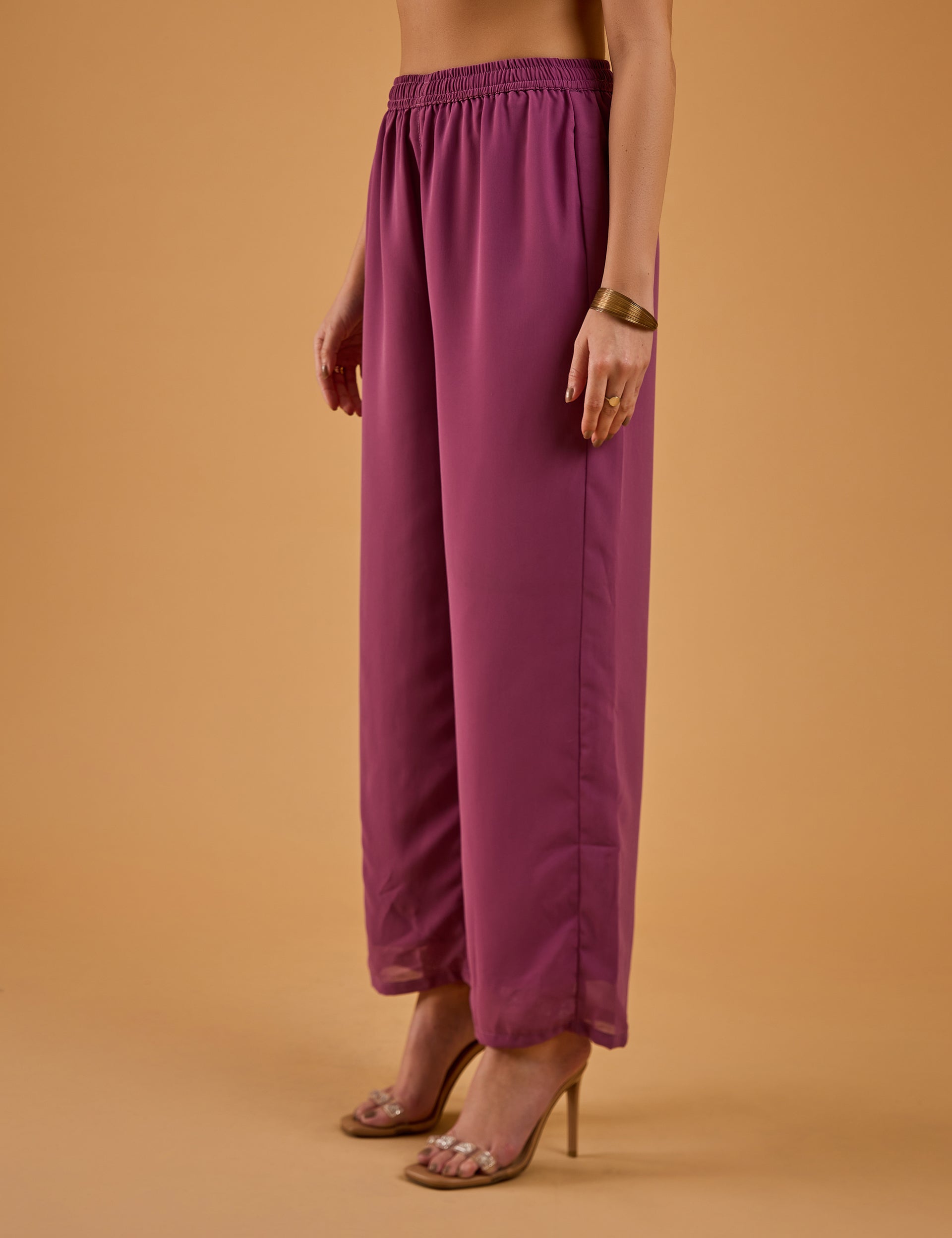 dhartii  Solid Purple Embroidered Georgette Suit Set