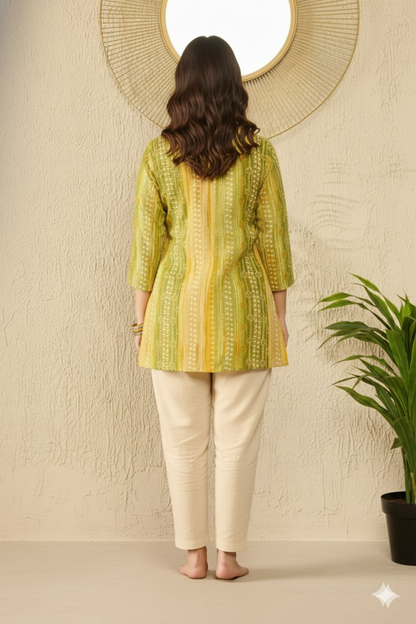 Green Rayon Blend Floral Printed Regular Top