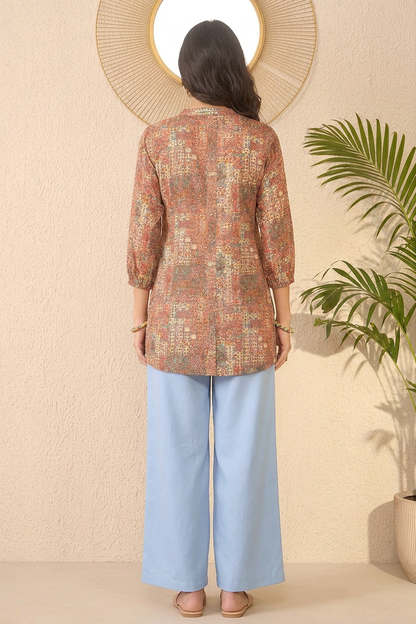 Multi Rayon Blend Abstract Printed Regular Top