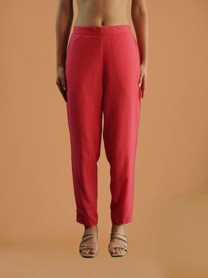 Fuchsia Pink Viscose Chanderi Suit Set