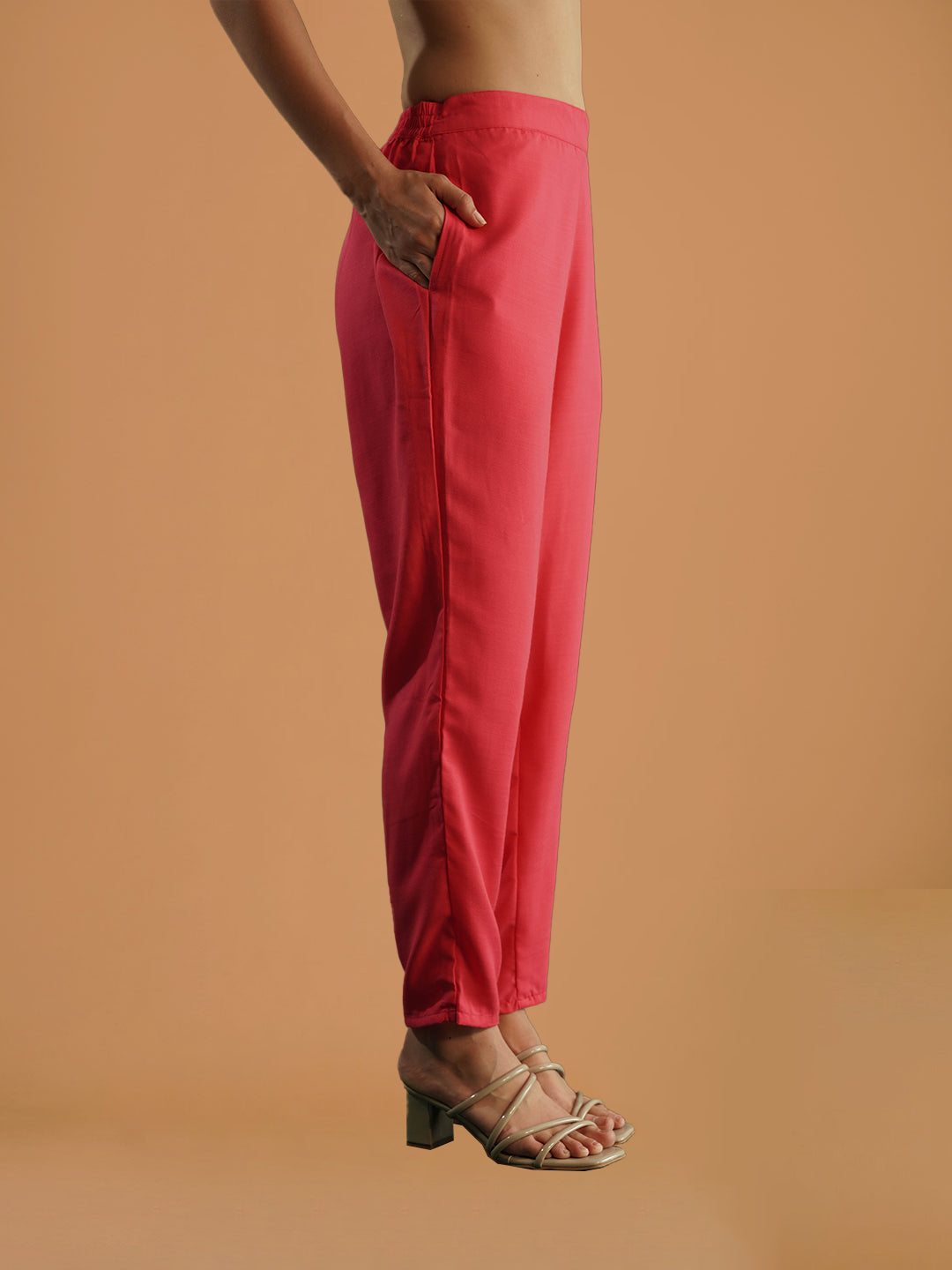 Fuchsia Pink Viscose Chanderi Suit Set