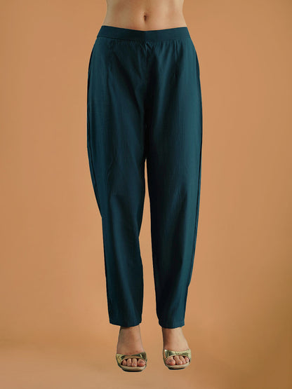 Emerald Green Floral Printed Rayon Straight Suit Set