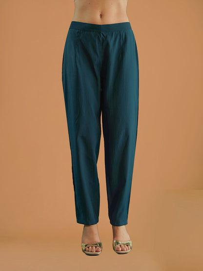 Teal Blue Viscose Chanderi Suit Set