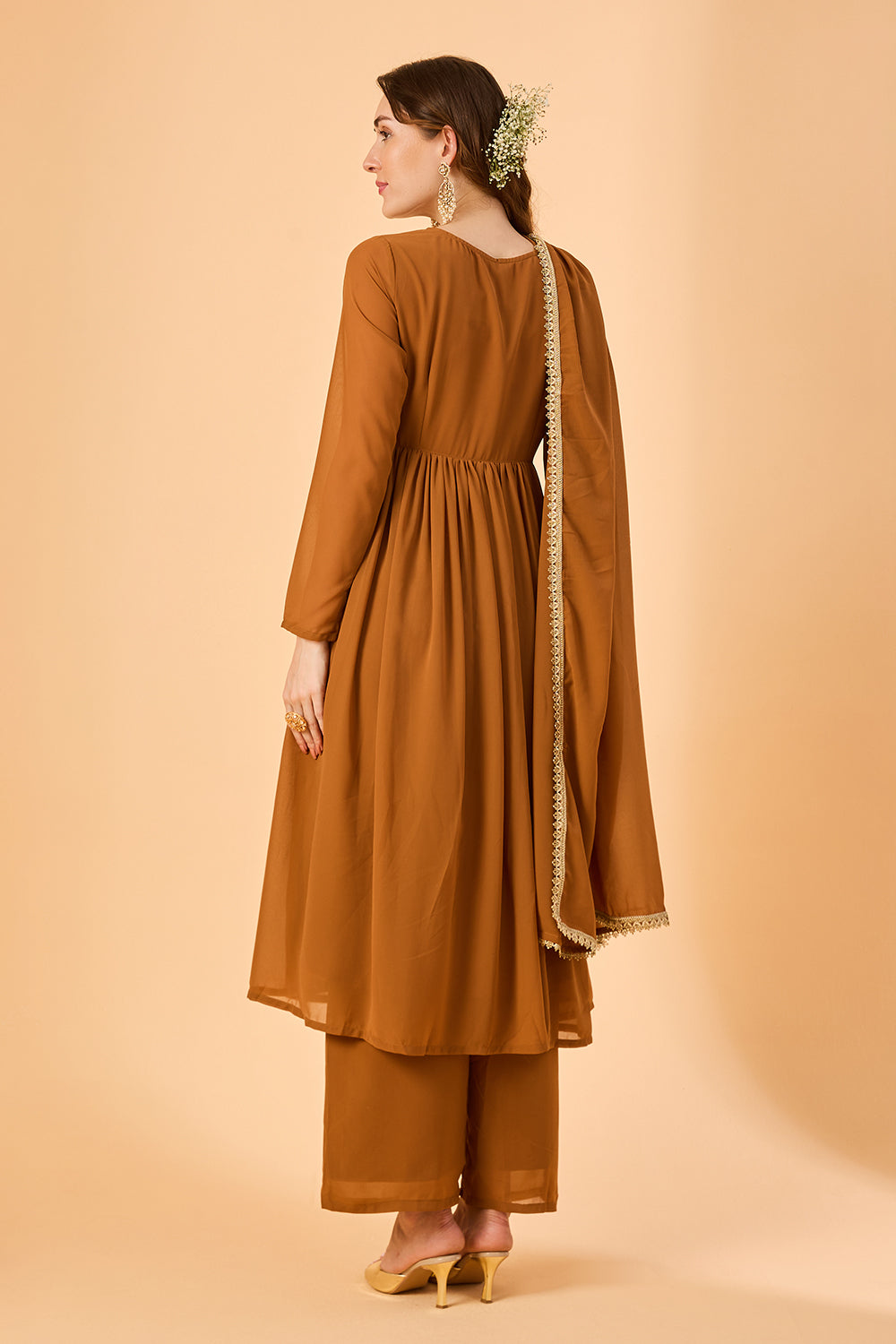 dhartii  Mustard Embroidered Georgette Suit