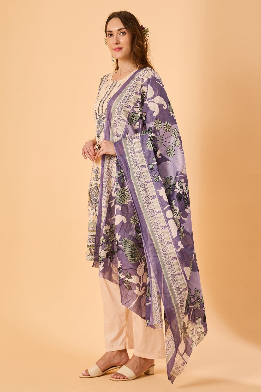 dhartii  Peach Blossom Cotton Ethnic Suit Set