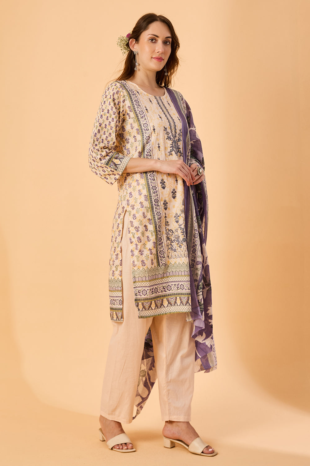 dhartii  Peach Blossom Cotton Ethnic Suit Set
