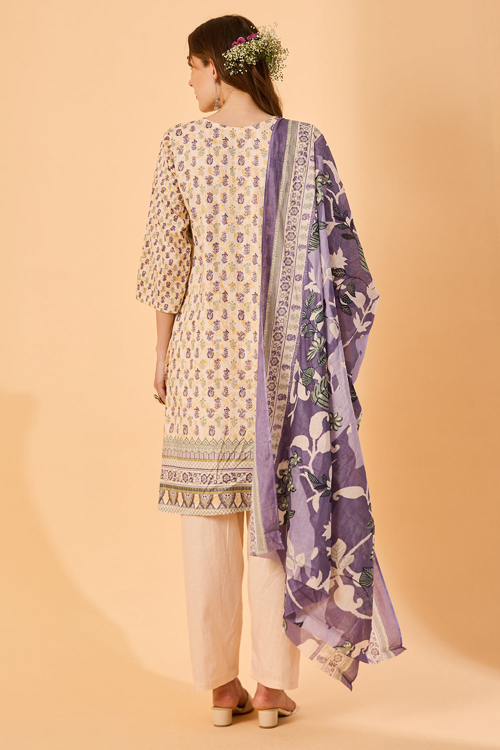 dhartii  Peach Blossom Cotton Ethnic Suit Set