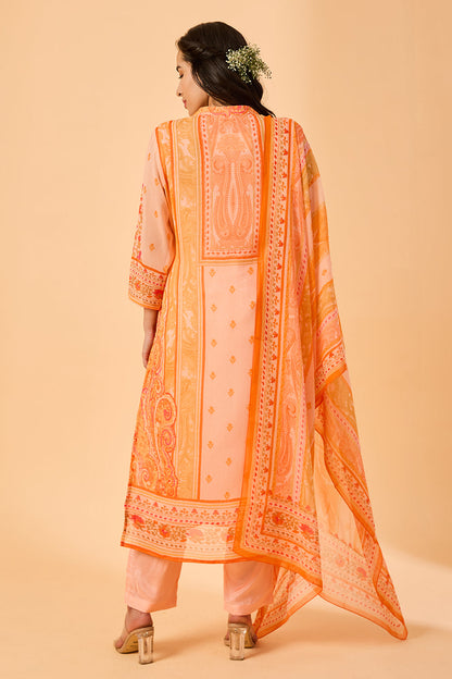 dhartii  Peach Floral Kurta Set with Dupatta