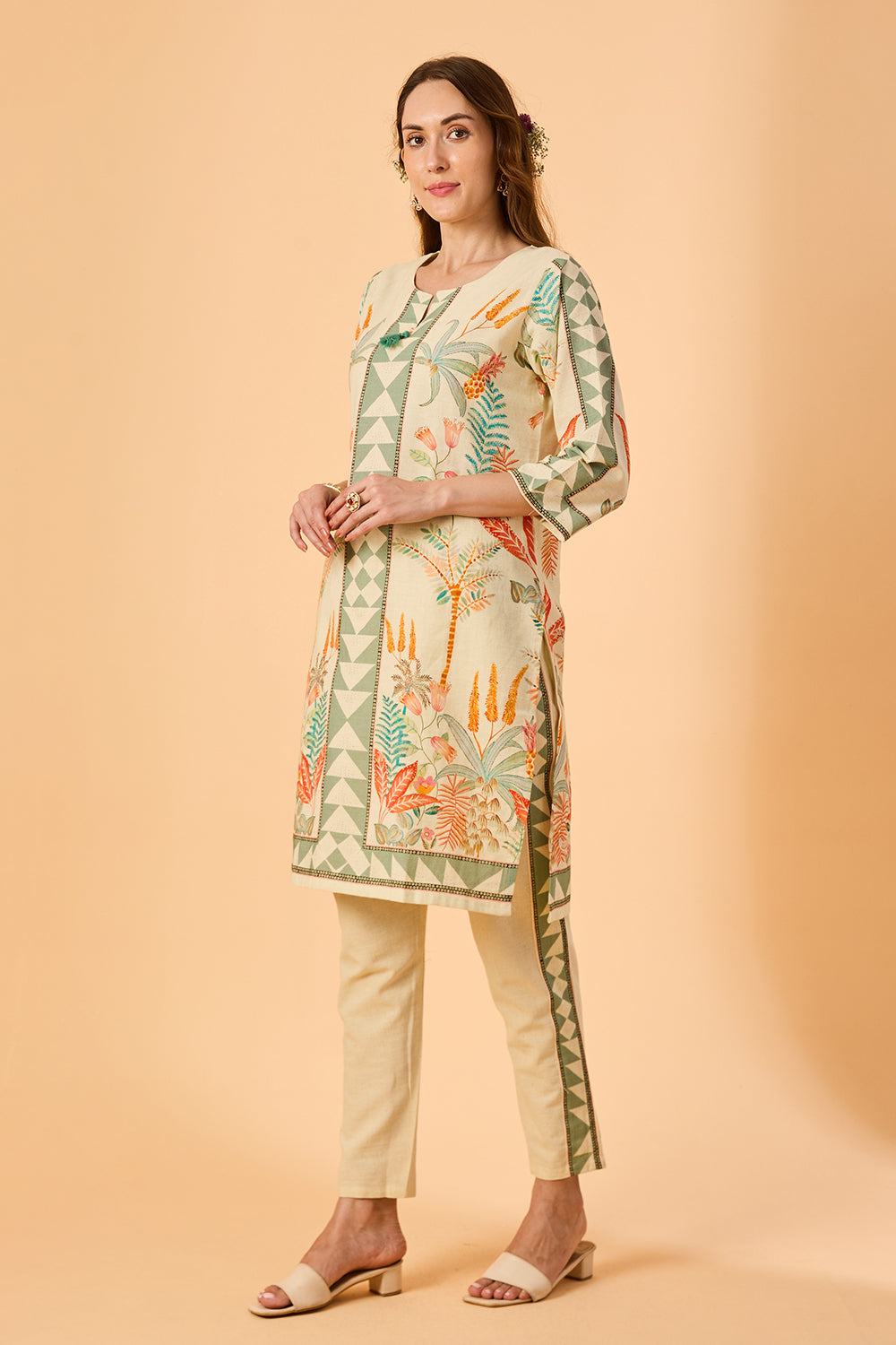 dhartii  Natural white Muse Abstract Co-Ord Set