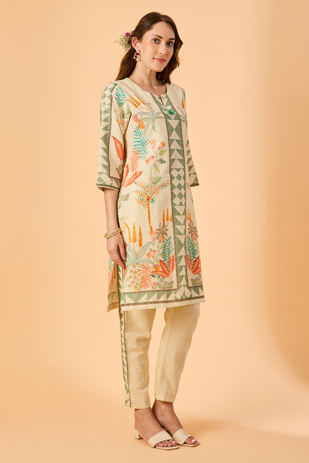 dhartii  Natural white Muse Abstract Co-Ord Set