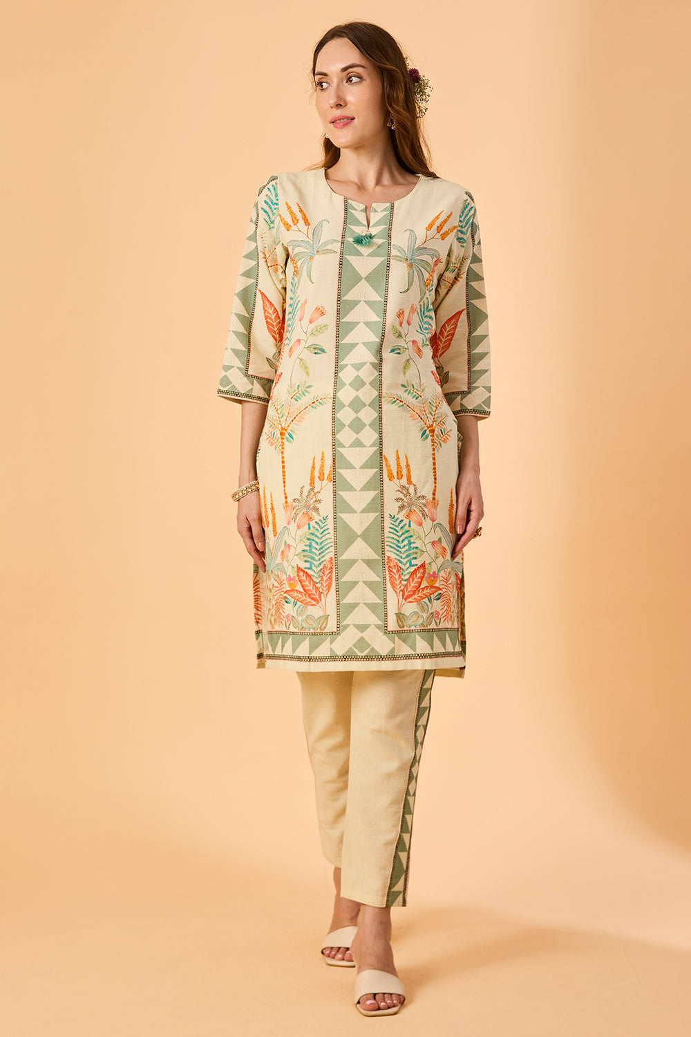 dhartii  Natural white Muse Abstract Co-Ord Set