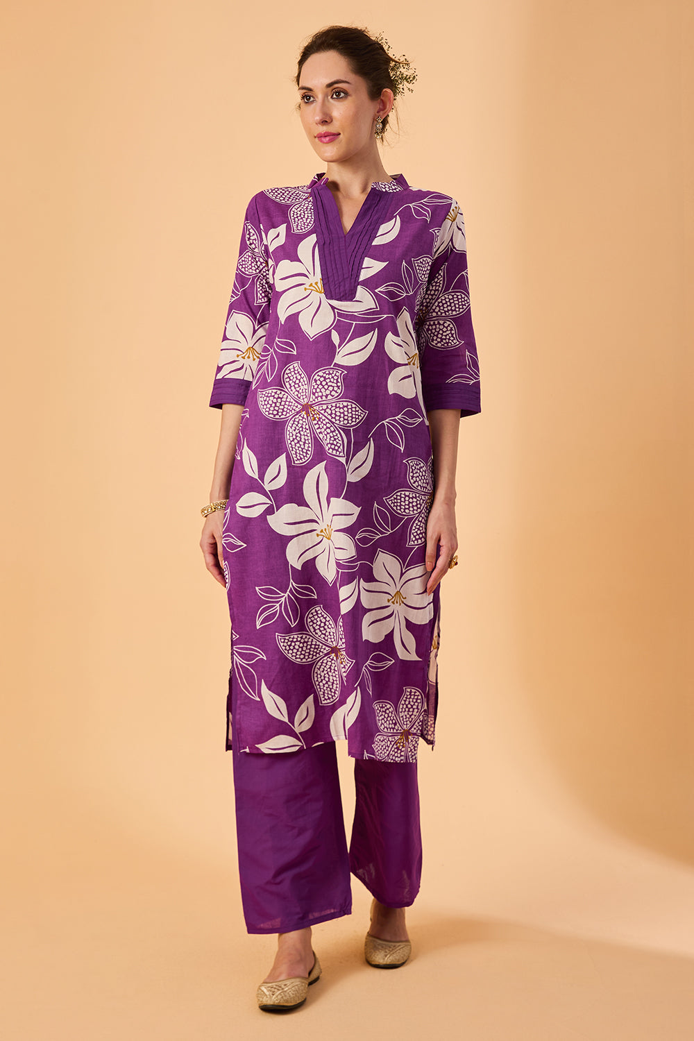 dhartii  Purple Dreams Floral Fusion Co-Ord Set