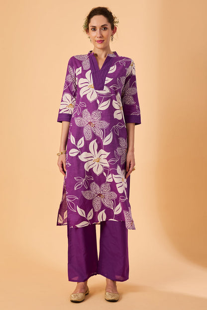 dhartii  Purple Dreams Floral Fusion Co-Ord Set
