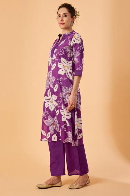 dhartii  Purple Dreams Floral Fusion Co-Ord Set
