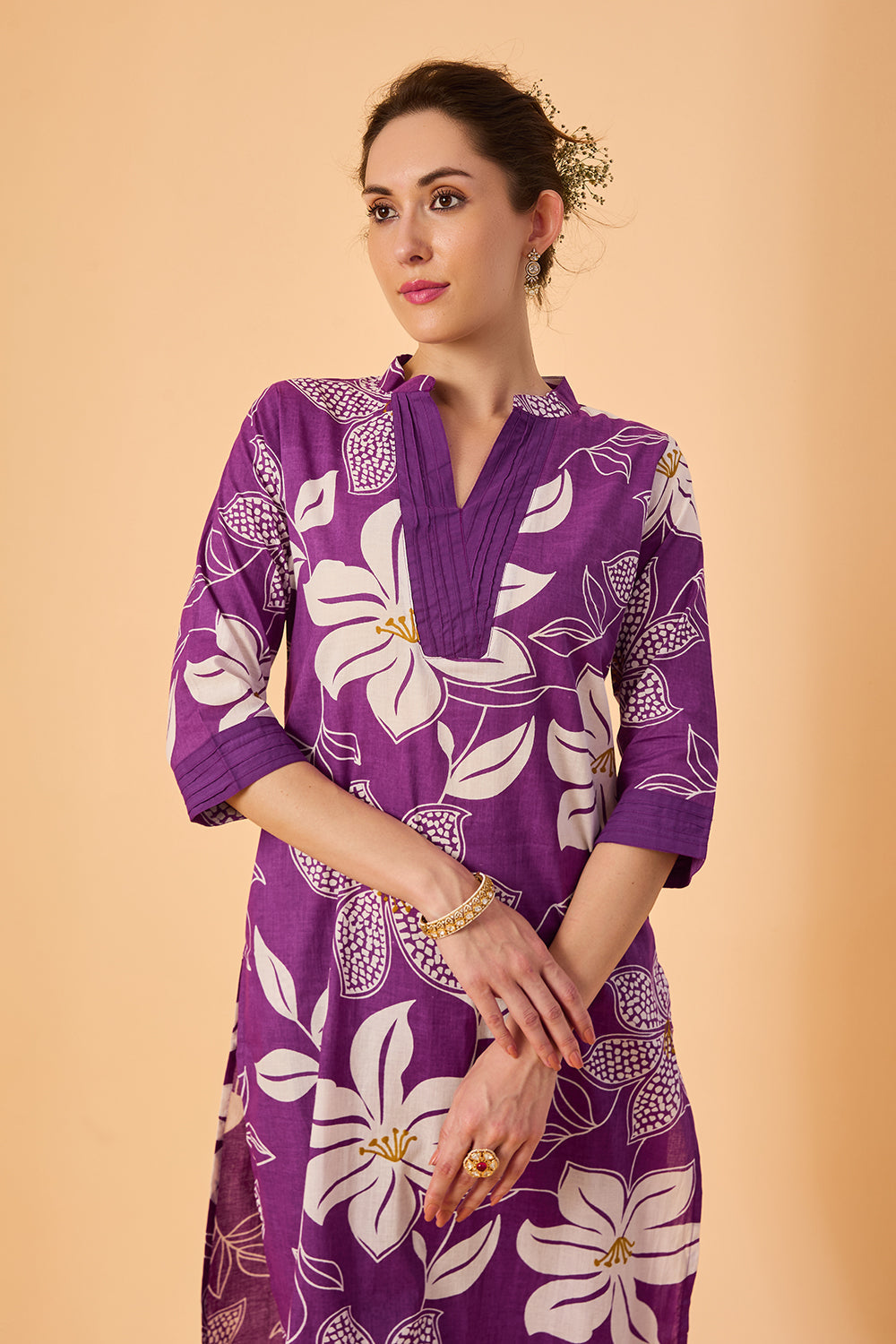 dhartii  Purple Dreams Floral Fusion Co-Ord Set