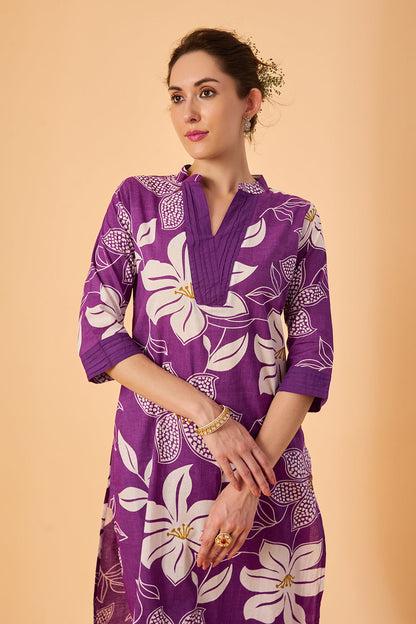 dhartii  Purple Dreams Floral Fusion Co-Ord Set