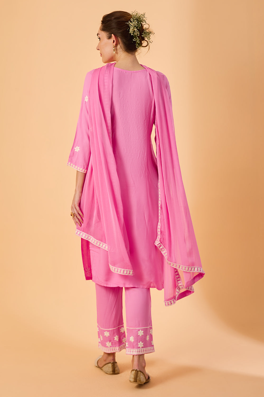 dhartii  Pink Embroidered Rayon Ethnic Suit Set