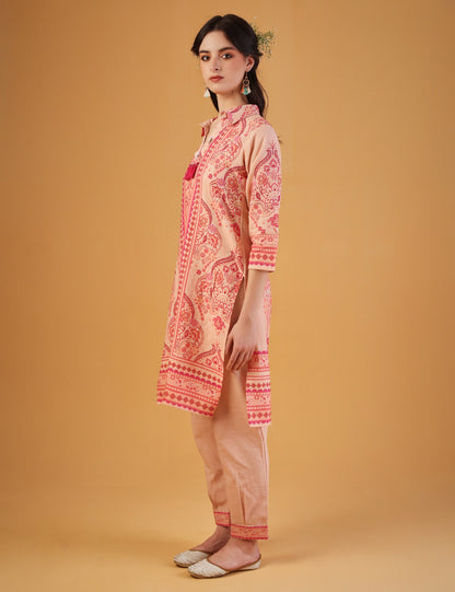 dhartii  Peach Bloom Printed Ethnic Co-ord Set