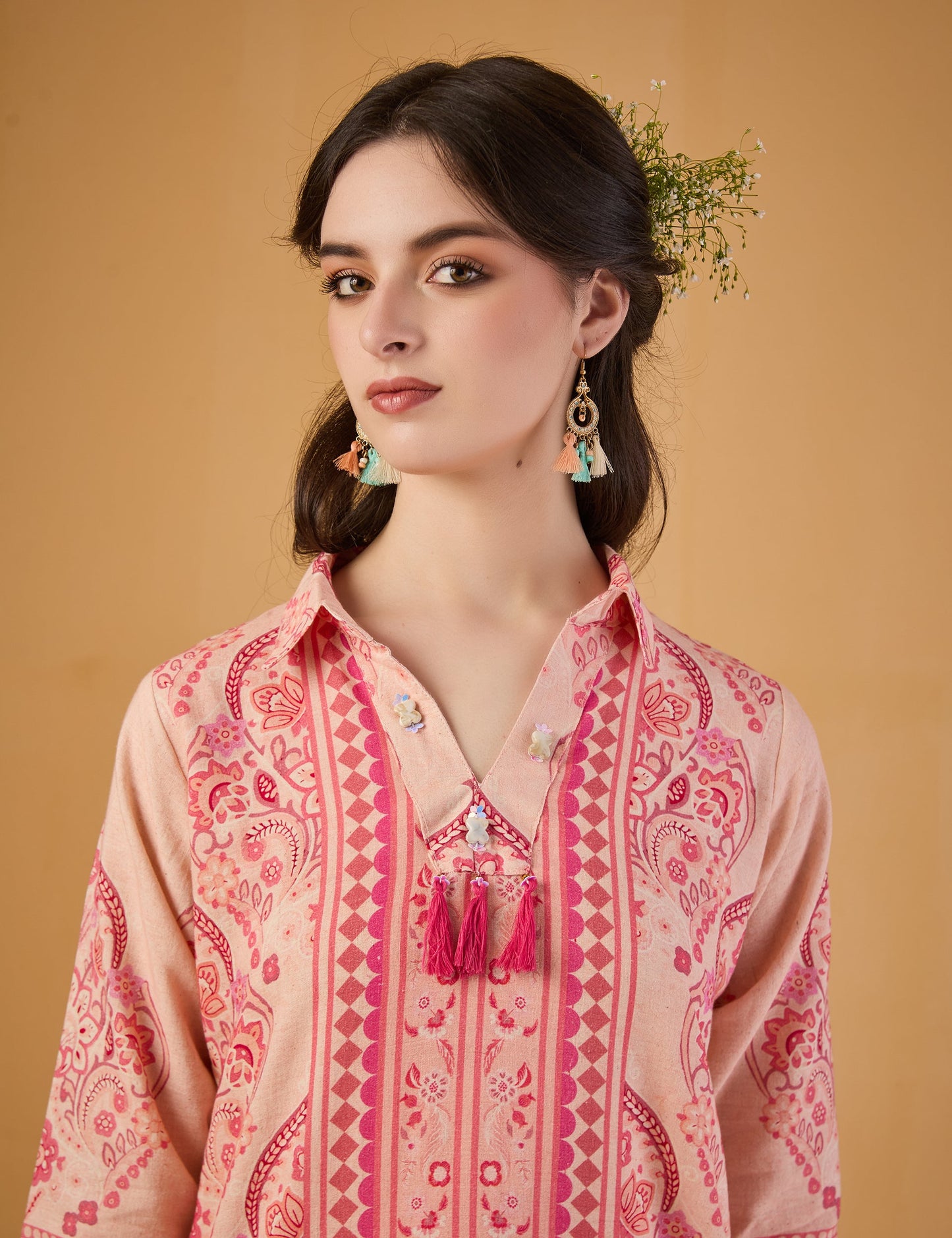 dhartii  Peach Bloom Printed Ethnic Co-ord Set