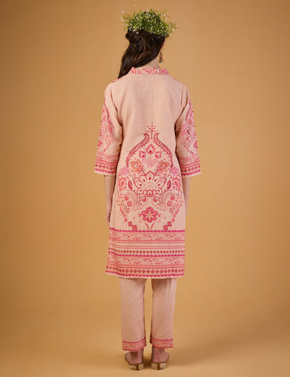 dhartii  Peach Bloom Printed Ethnic Co-ord Set