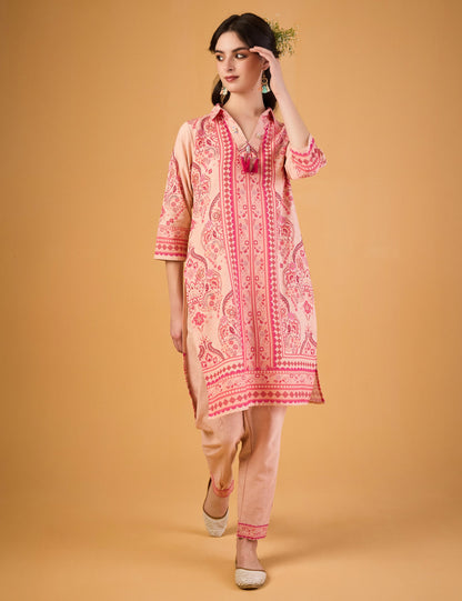 dhartii  Peach Bloom Printed Ethnic Co-ord Set