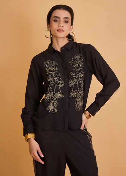 dhartii  Elegant Black Embroidered Co-Ord Set