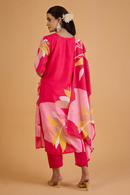 dhartii  Pink Floral Abstract Printed Kurta Set