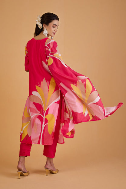 dhartii  Pink Floral Abstract Printed Kurta Set