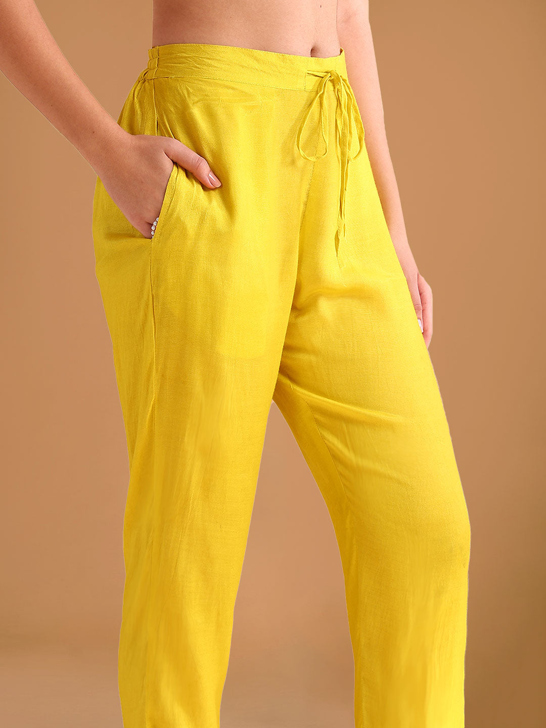 Lemon Yellow Floral Printed Straight Suit Set