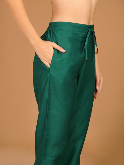 Emerald Green Floral Printed Straight Suit Set