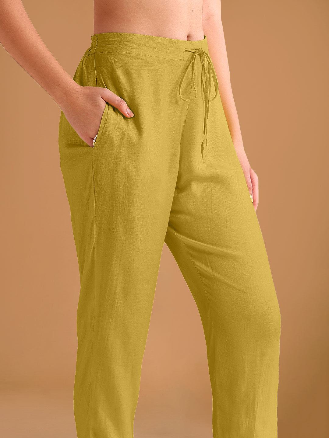 Olive Green Floral Printed Straight Suit Set