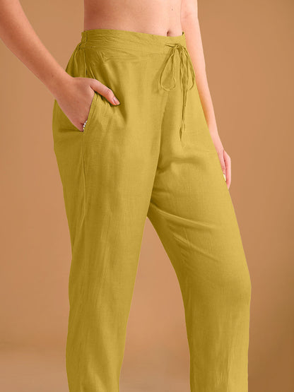 Olive Green Floral Printed Straight Suit Set